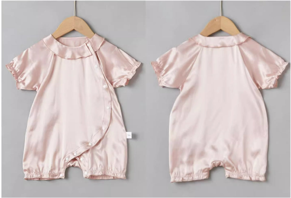 100% Mulberry Silk Baby Doll Collar Jumpsuit - Little OneSie