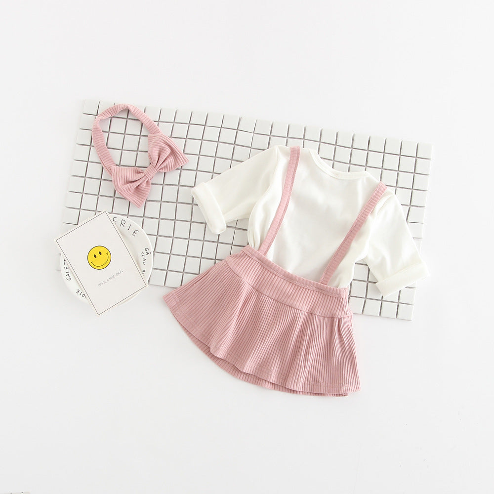 Newborn Cotton Romper Dress: 3 Pieces Set - Little OneSie