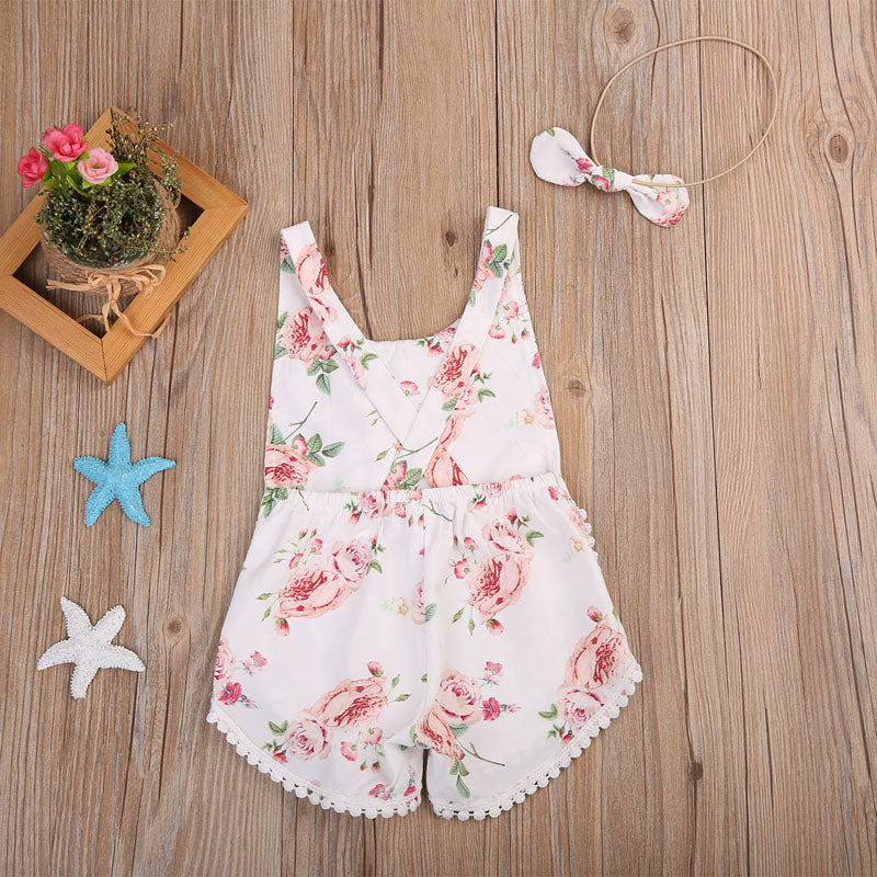 Girl Floral Romper: Sleeveless Jumpsuit - Little OneSie