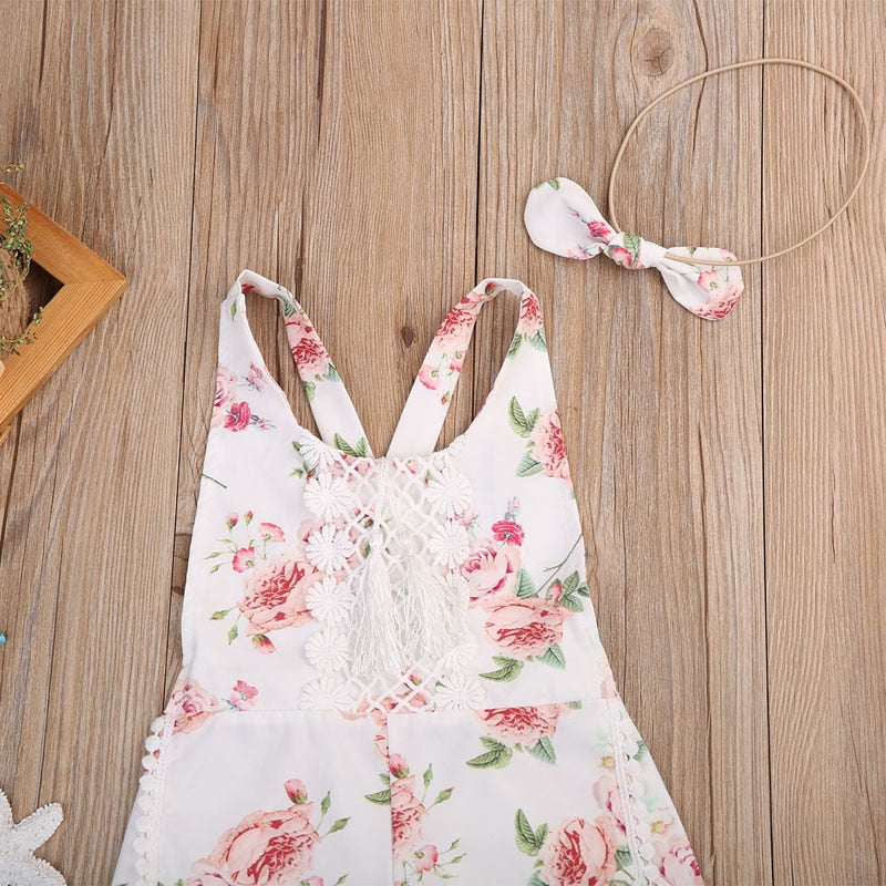 Girl Floral Romper: Sleeveless Jumpsuit - Little OneSie