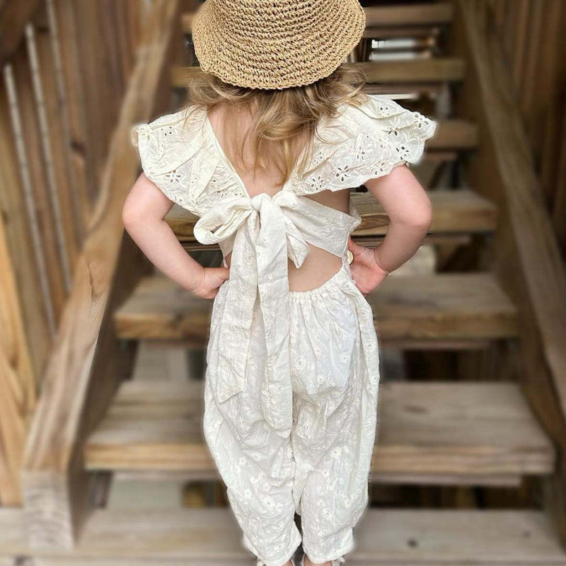 Vintage Floral Bowknot Toddler Summer Romper