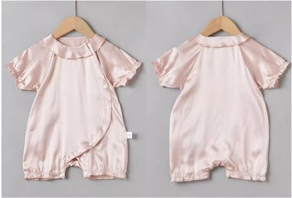 100% Mulberry Silk Baby Doll Collar Jumpsuit - Little OneSie