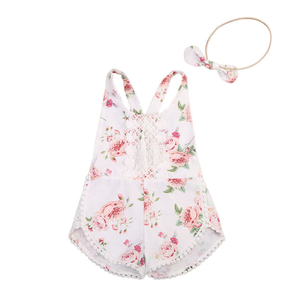 Girl Floral Romper: Sleeveless Jumpsuit - Little OneSie