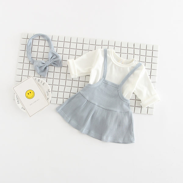 Newborn Cotton Romper Dress: 3 Pieces Set - Little OneSie