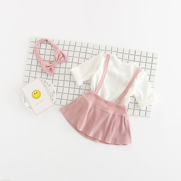 Newborn Cotton Romper Dress: 3 Pieces Set - Little OneSie