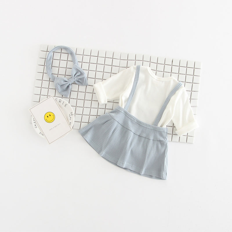 Newborn Cotton Romper Dress: 3 Pieces Set - Little OneSie