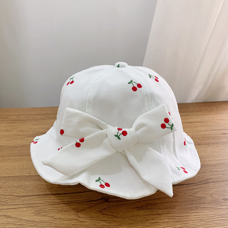 Girl's Cherry Bow Pot Hat