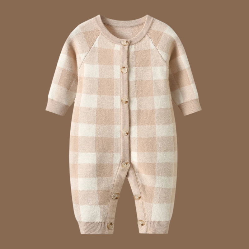 Little Onesie Checkered Knitted Baby Jumpsuit