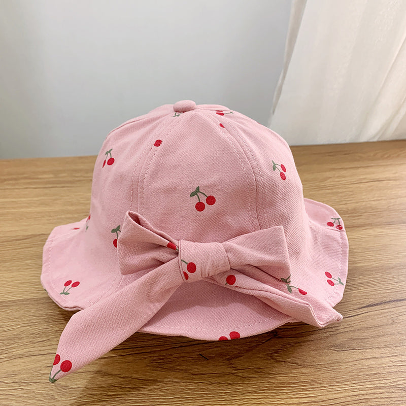 Girl's Cherry Bow Pot Hat