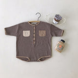 Waffle Double Pocket Baby Romper - Little OneSie