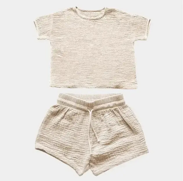 Summer Muslin Cotton Set: Shirt & Shorts - Little OneSie