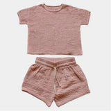 Summer Muslin Cotton Set: Shirt & Shorts - Little OneSie