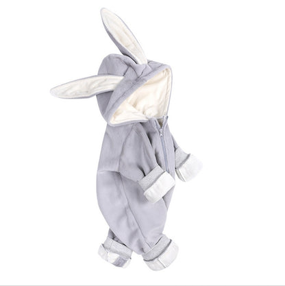 Plush Baby Rabbit Ear Winter Jumpsuit