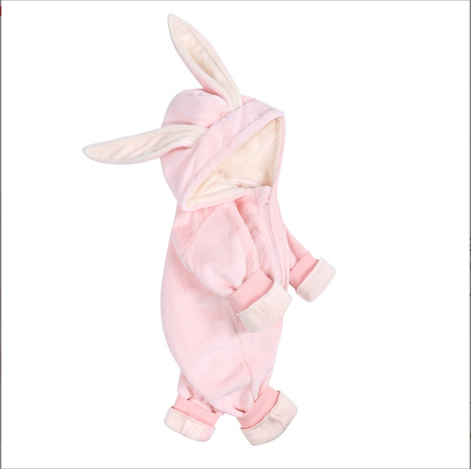Plush Baby Rabbit Ear Winter Jumpsuit