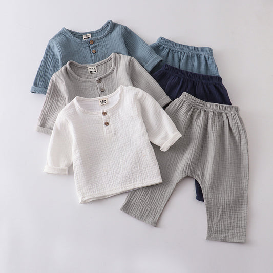 Kids Linen Folded T-Shirt & Pants Outfit