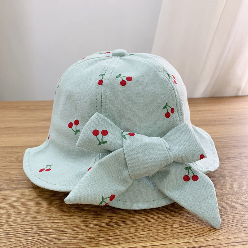 Girl's Cherry Bow Pot Hat