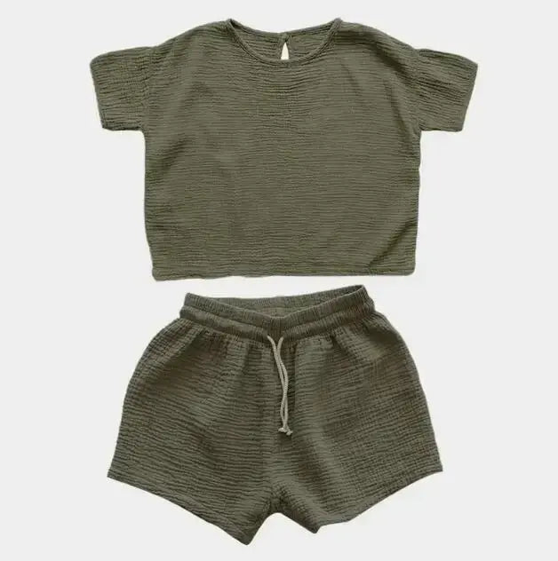 Summer Muslin Cotton Set: Shirt & Shorts - Little OneSie