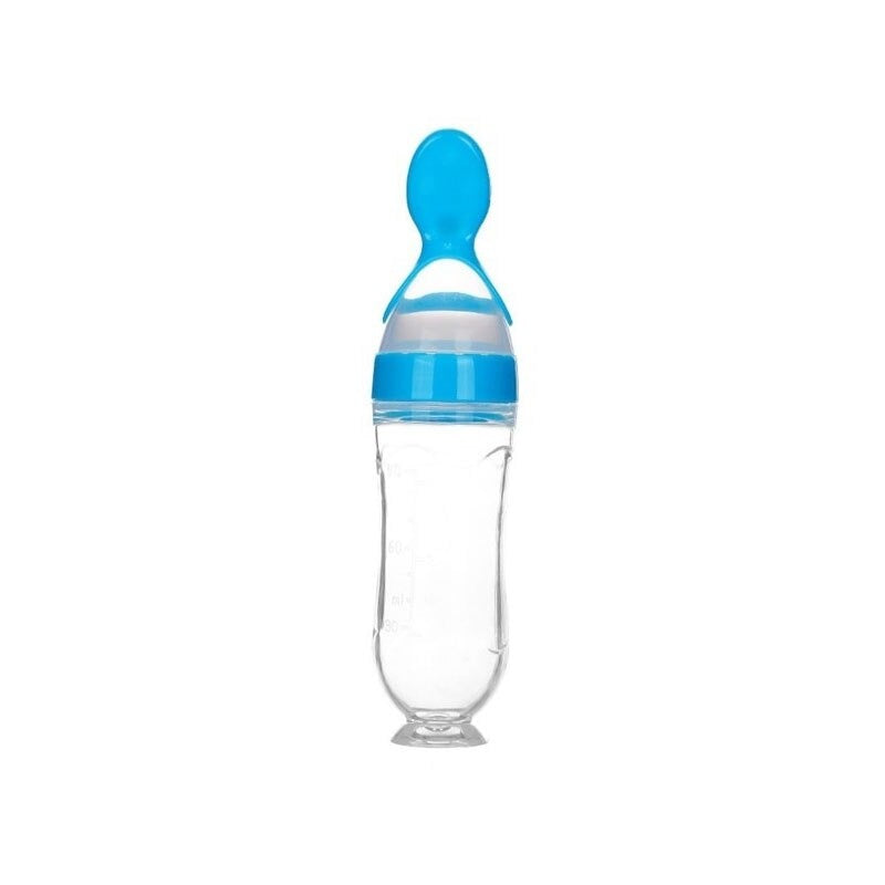 Baby Squeezing Feeding Bottle with Spoon - Little OneSie