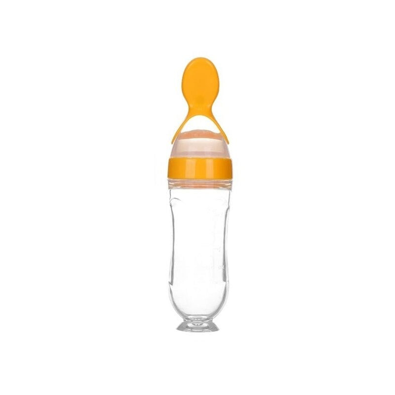 Baby Squeezing Feeding Bottle with Spoon - Little OneSie