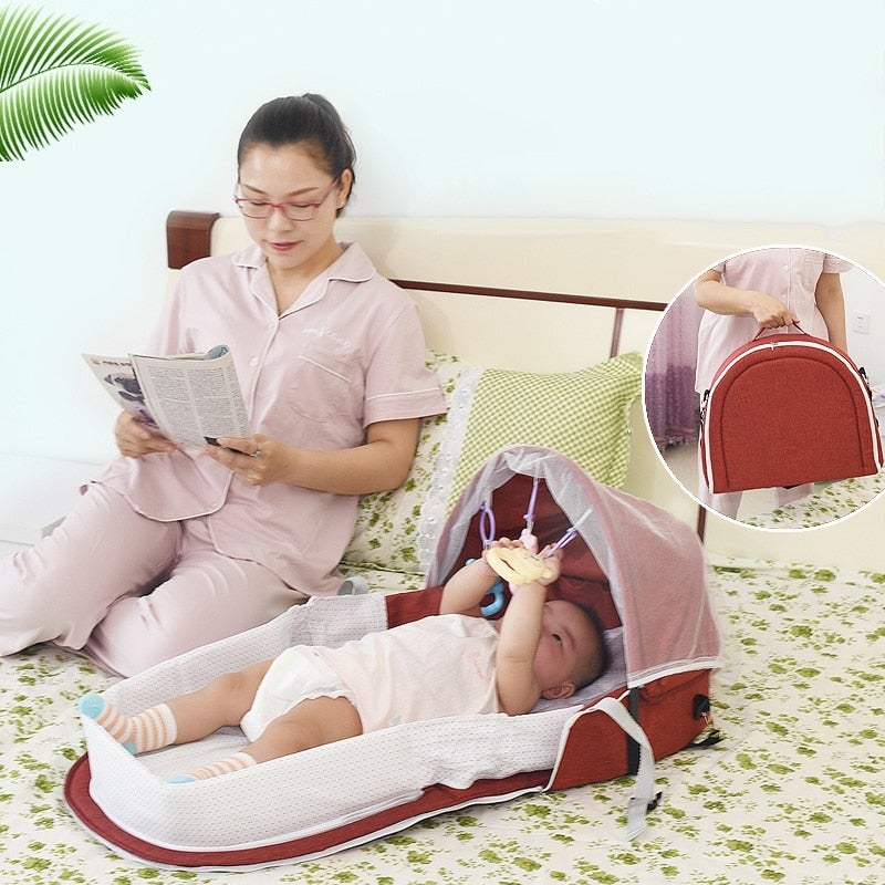 Multipurpose Foldable Baby Bed with Mosquito Net - Little OneSie