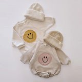 Smiley Face Sweatshirt Baby Romper - Little OneSie