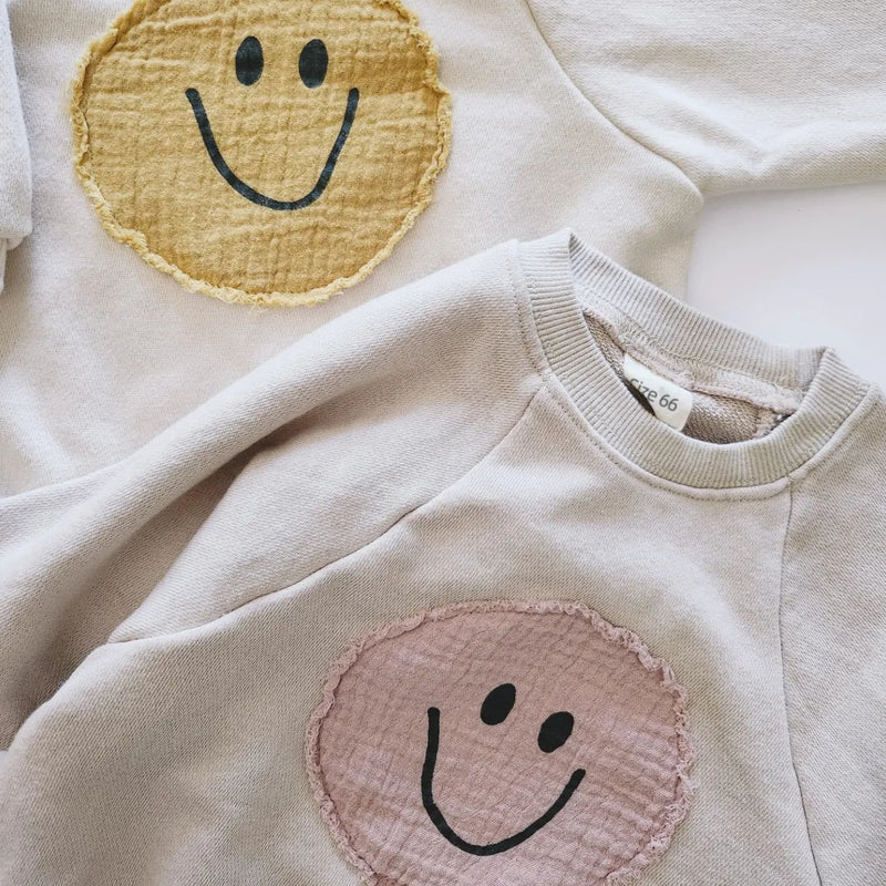 Smiley Face Sweatshirt Baby Romper - Little OneSie